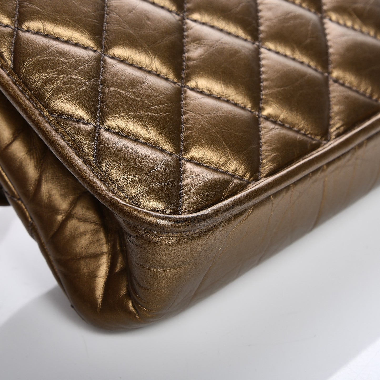 Aged Calfskin Quilted Vintage Ligne Flap Bronze