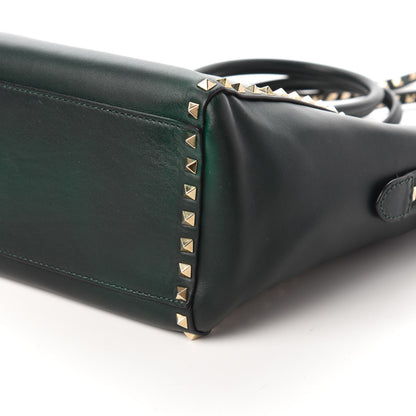 Valentino Garavani Vitello Rockstud Double Handle Tote Green 8 of 11