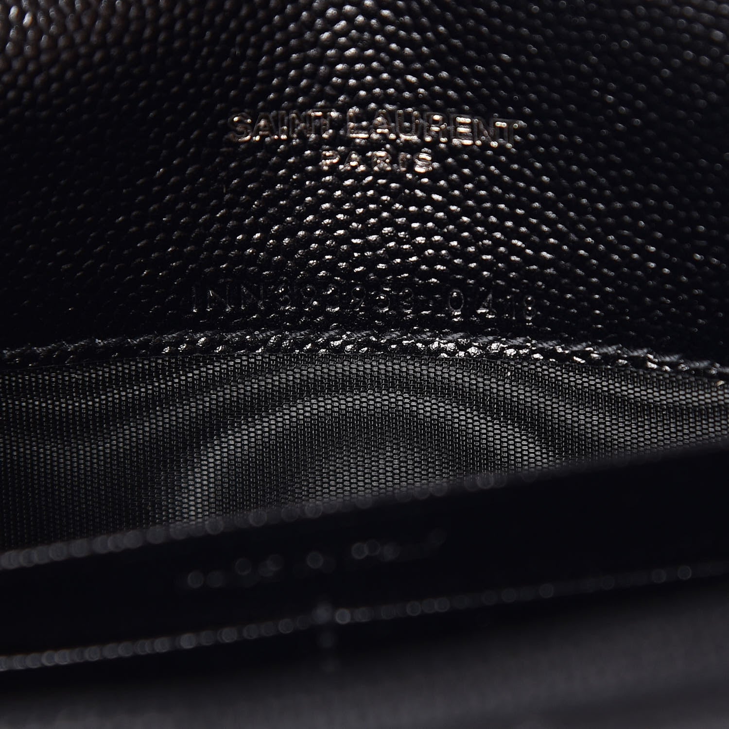 Saint Laurent Grain De Poudre Matelasse Chevron Monogram Envelope Chain Wallet Black 7 of 10