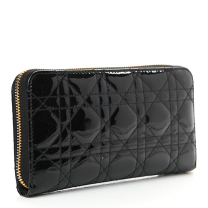 Christian Dior Patent Cannage Lady Dior Continental Zip Wallet Black 3 of 7