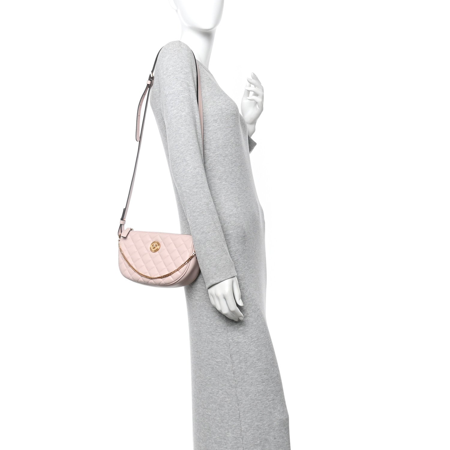 Versace Nappa Quilted Half Moon Chain Crossbody Pink 2 of 13