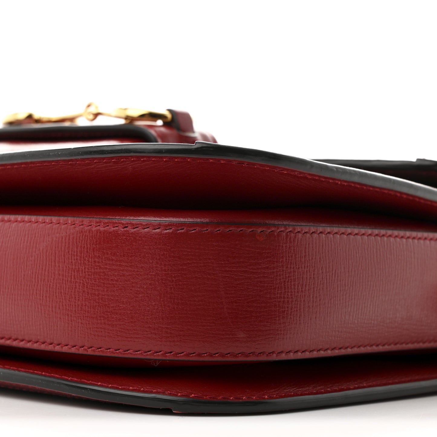GG Supreme Monogram Azalea Calfskin Horsebit 1955 Shoulder Bag Beige Ebony New Cherry Red