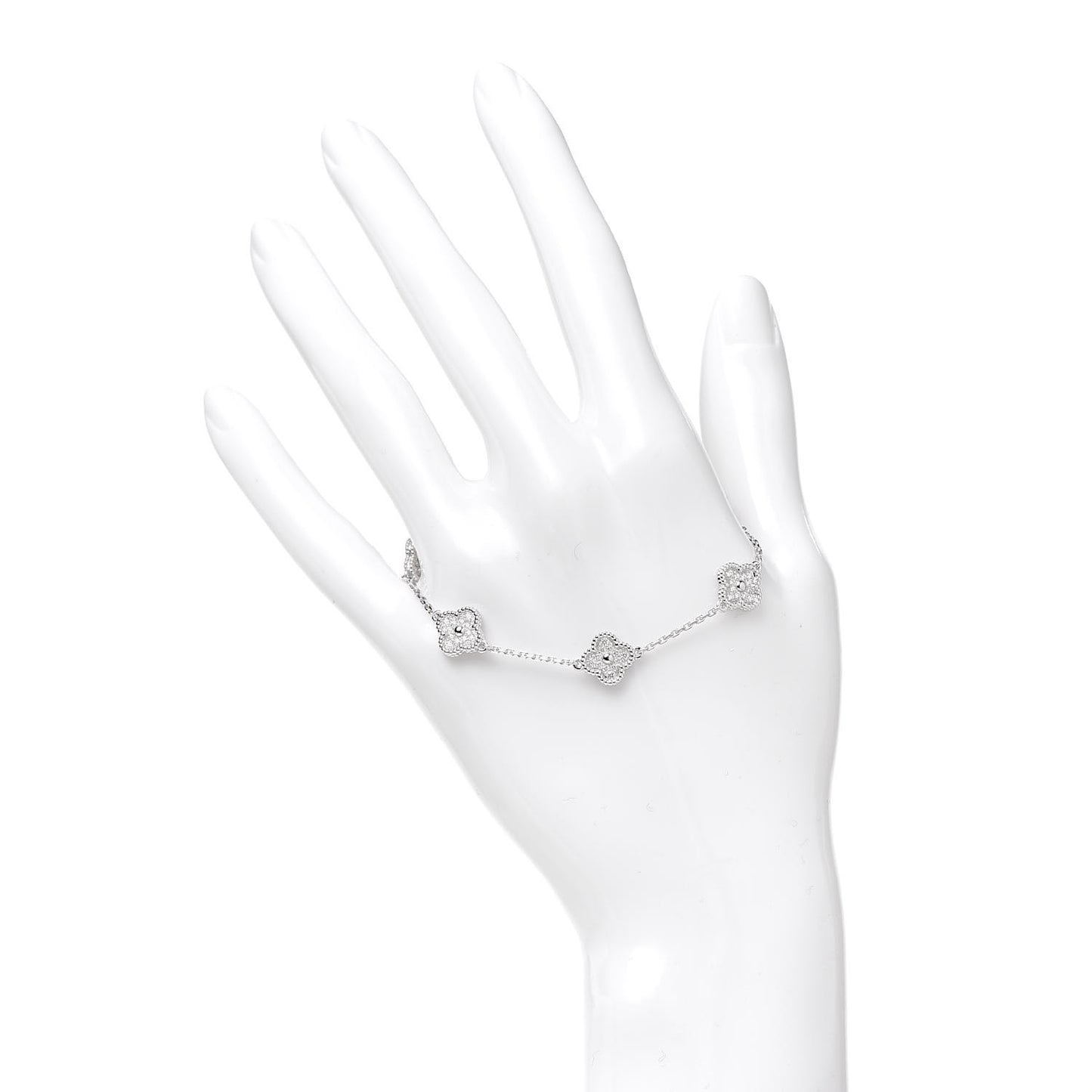 18K White Gold Diamond 6 Motifs Sweet Alhambra Bracelet