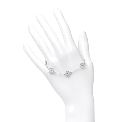 Van Cleef & Arpels 18K White Gold Diamond 6 Motifs Sweet Alhambra Bracelet 2 of 5