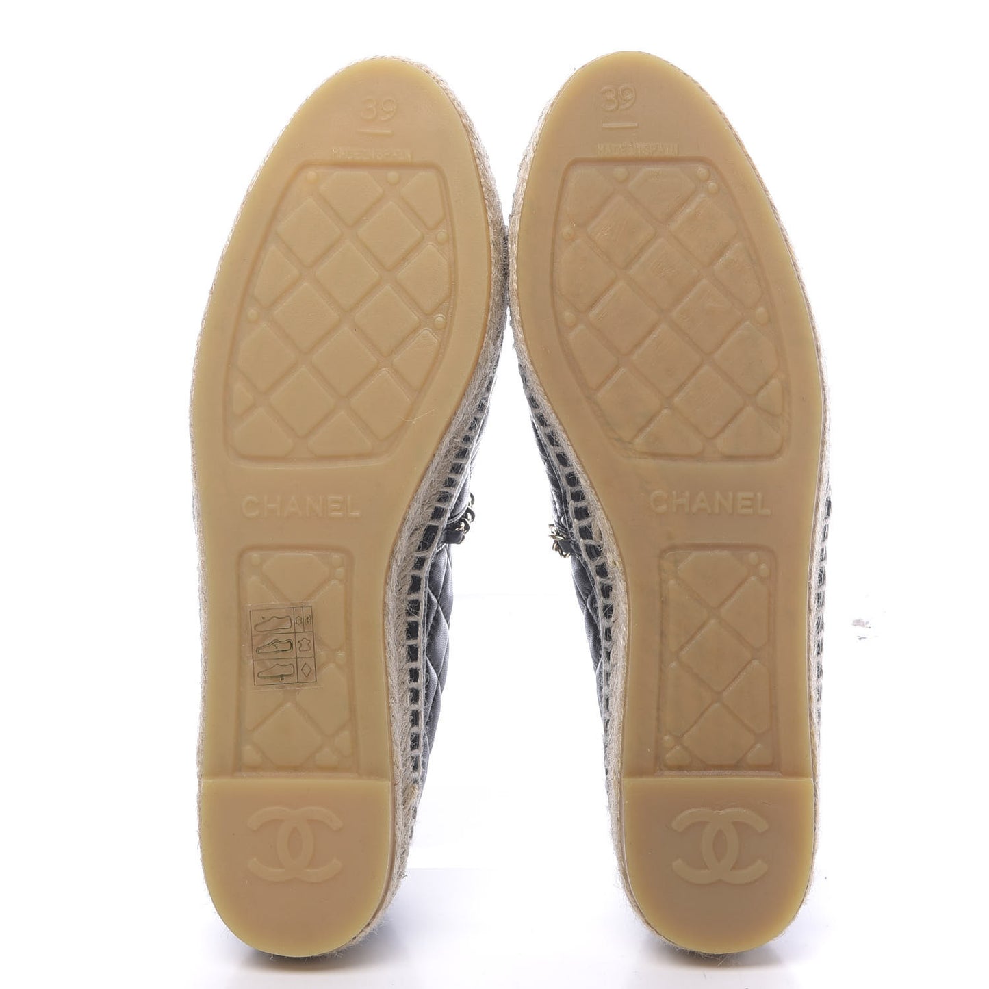 Lambskin Quilted CC Chain Espadrilles 39 Black