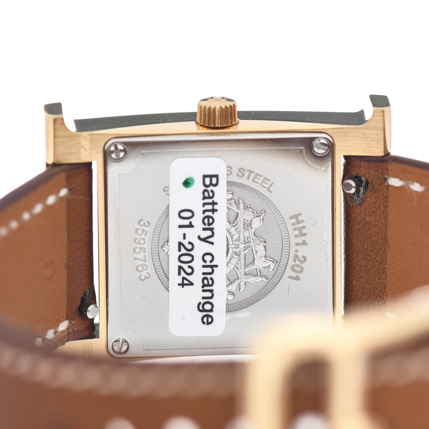 Hermes Stainless Steel Barenia 21mm Heure H Hour Quartz Watch Fauve 4 of 5