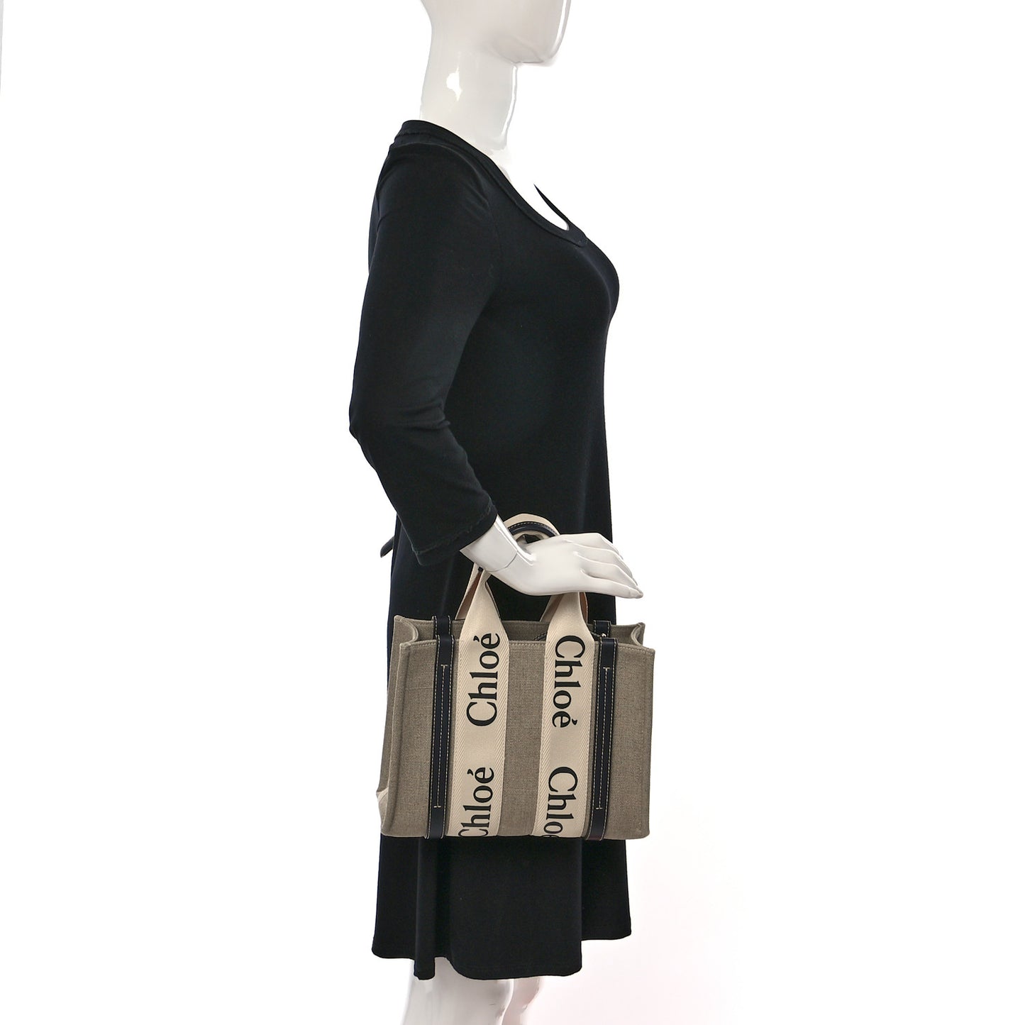 Cotton Calfskin Small Woody Ribbon Tote With Strap White Navy