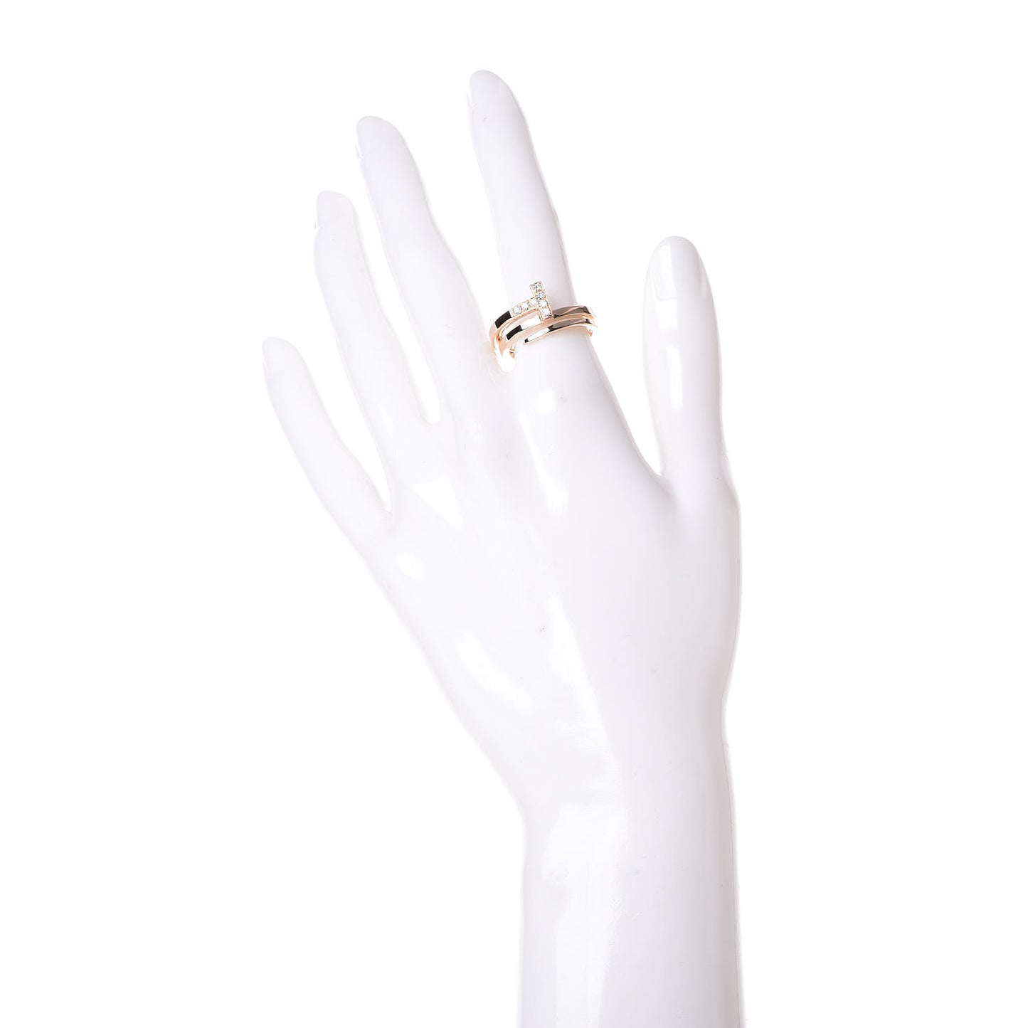 18K Rose Gold Diamond T Square Wrap Ring 54 7
