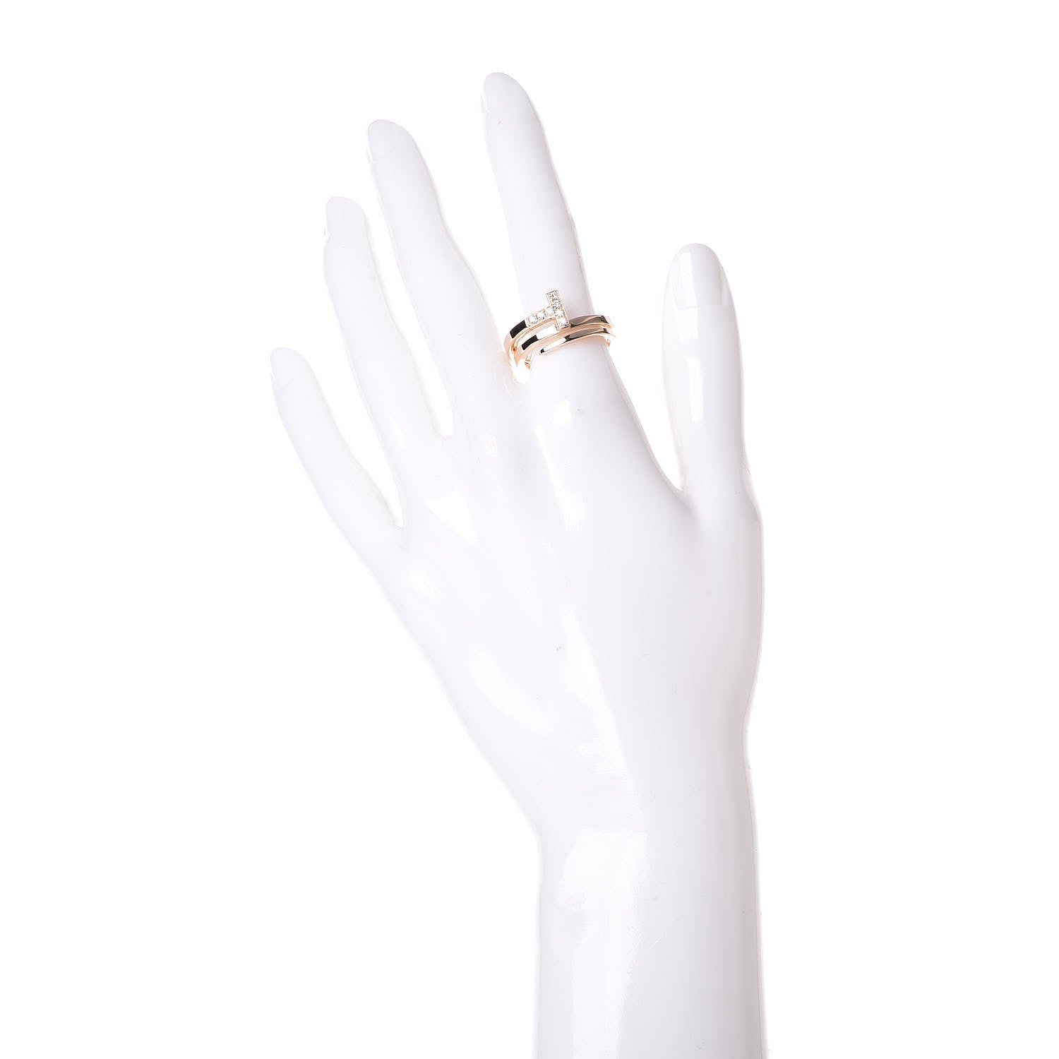 Tiffany 18K Rose Gold Diamond T Square Wrap Ring 54 7 2 of 6