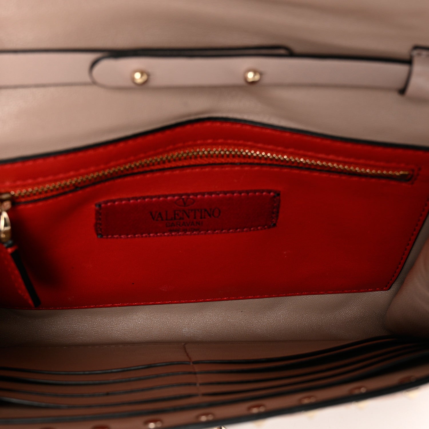 Valentino Garavani Lambskin Rockstud Spike Wallet on Chain Poudre 5 of 9