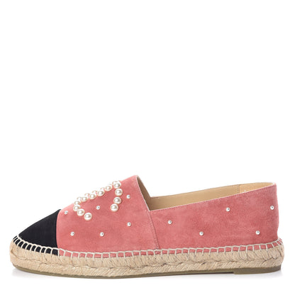 Chanel Suede Pearl CC Espadrilles 39 Pink 1 of 10