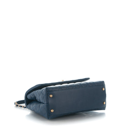 Chanel Caviar Lizard Quilted Small Coco Handle Flap Navy 5 of 8