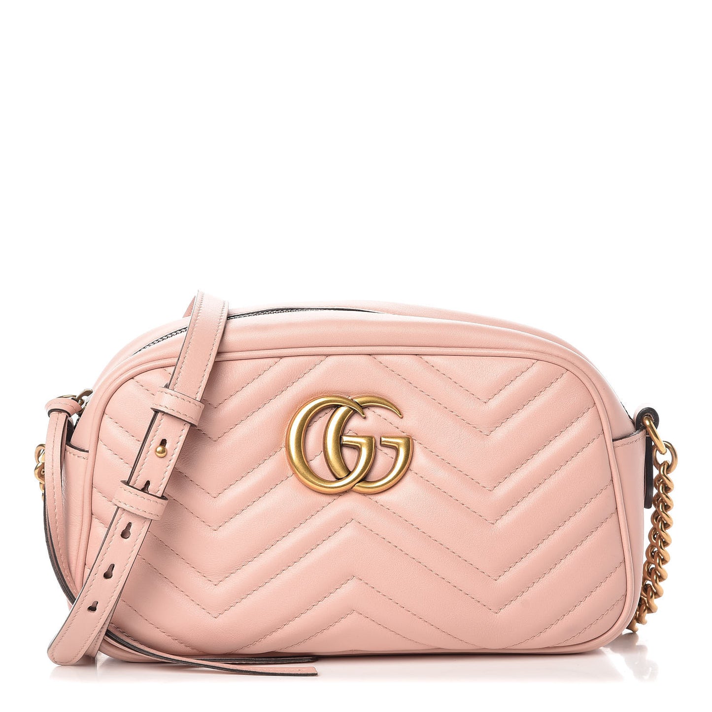 Calfskin Matelasse Small GG Marmont Chain Shoulder Bag Perfect Pink