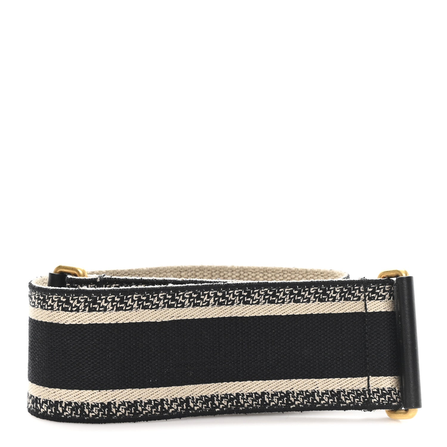 Christian Dior Canvas Embroidered Shoulder Strap Black 2 of 4