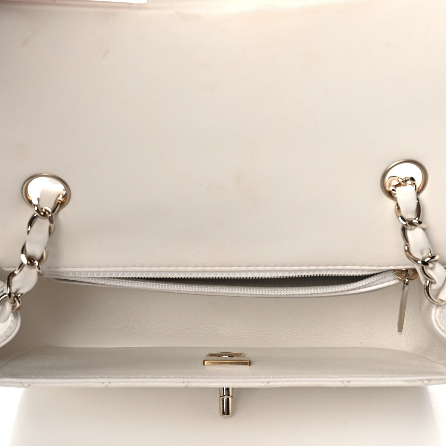 Lambskin Quilted Mini Rectangular Flap White