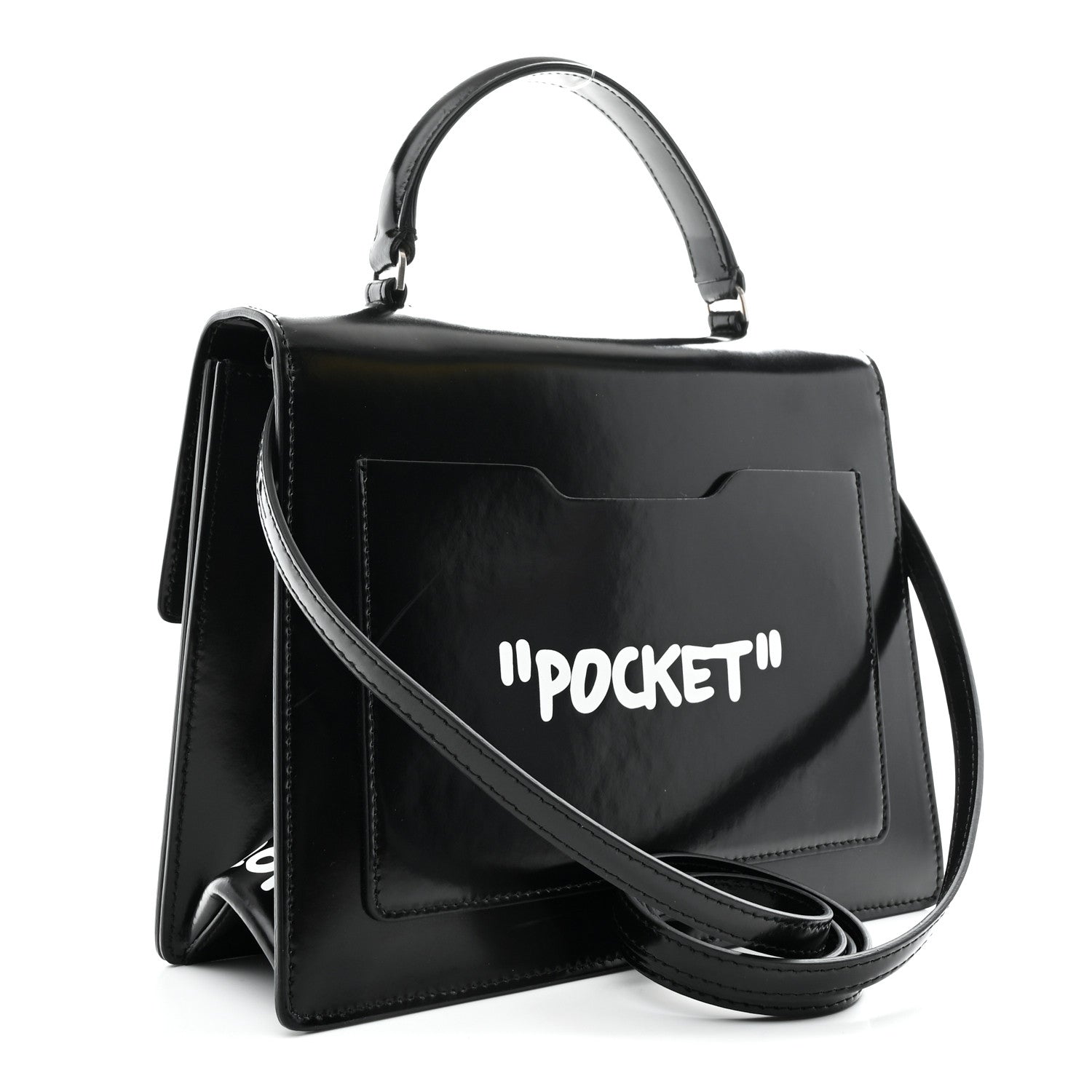 Off-White Calfskin Jitney 2.8 Not For Sale Top Handle Bag Black White 4 of 20