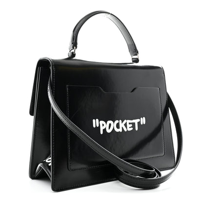 Off-White Calfskin Jitney 2.8 Not For Sale Top Handle Bag Black White 4 of 20