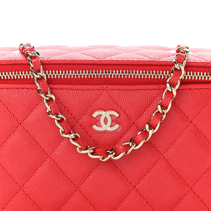 Chanel Caviar Quilted Small Vanity Case With Chain Red 8 of 11