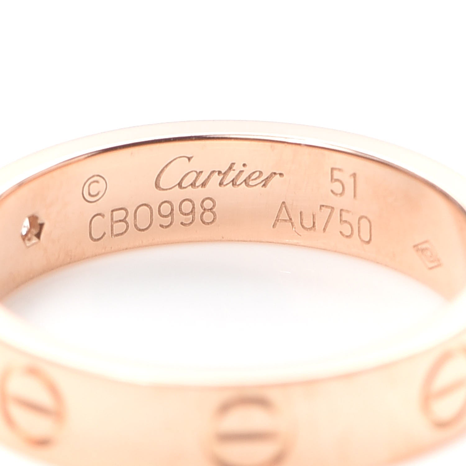 Cartier 18K Pink Gold Diamond 4mm LOVE Wedding Band Ring 51 5.75 4 of 4