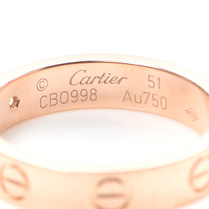 Cartier 18K Pink Gold Diamond 4mm LOVE Wedding Band Ring 51 5.75 4 of 4