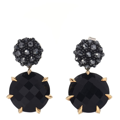 David Yurman 18K Yellow Gold Sterling Silver Black Onyx Hematite Osetra Berries Drop Earrings 1 of 4
