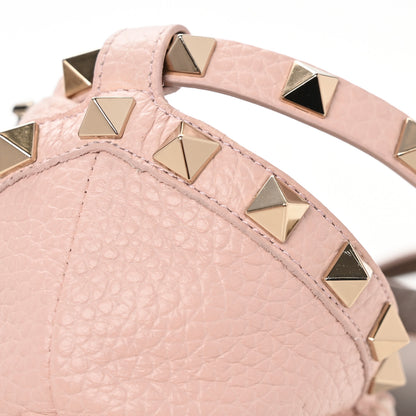 Valentino Garavani Grained Calfskin Rockstud Ankle Strap Espadrille 15/105mm Wedge Sandals 41 Rose Quartz Natural 10 of 11
