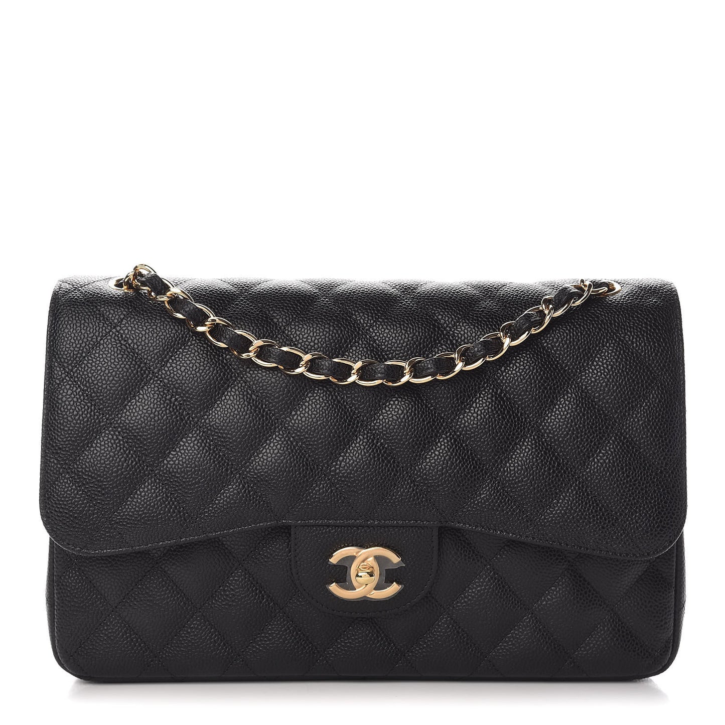 Caviar Quilted Jumbo Double Flap Black