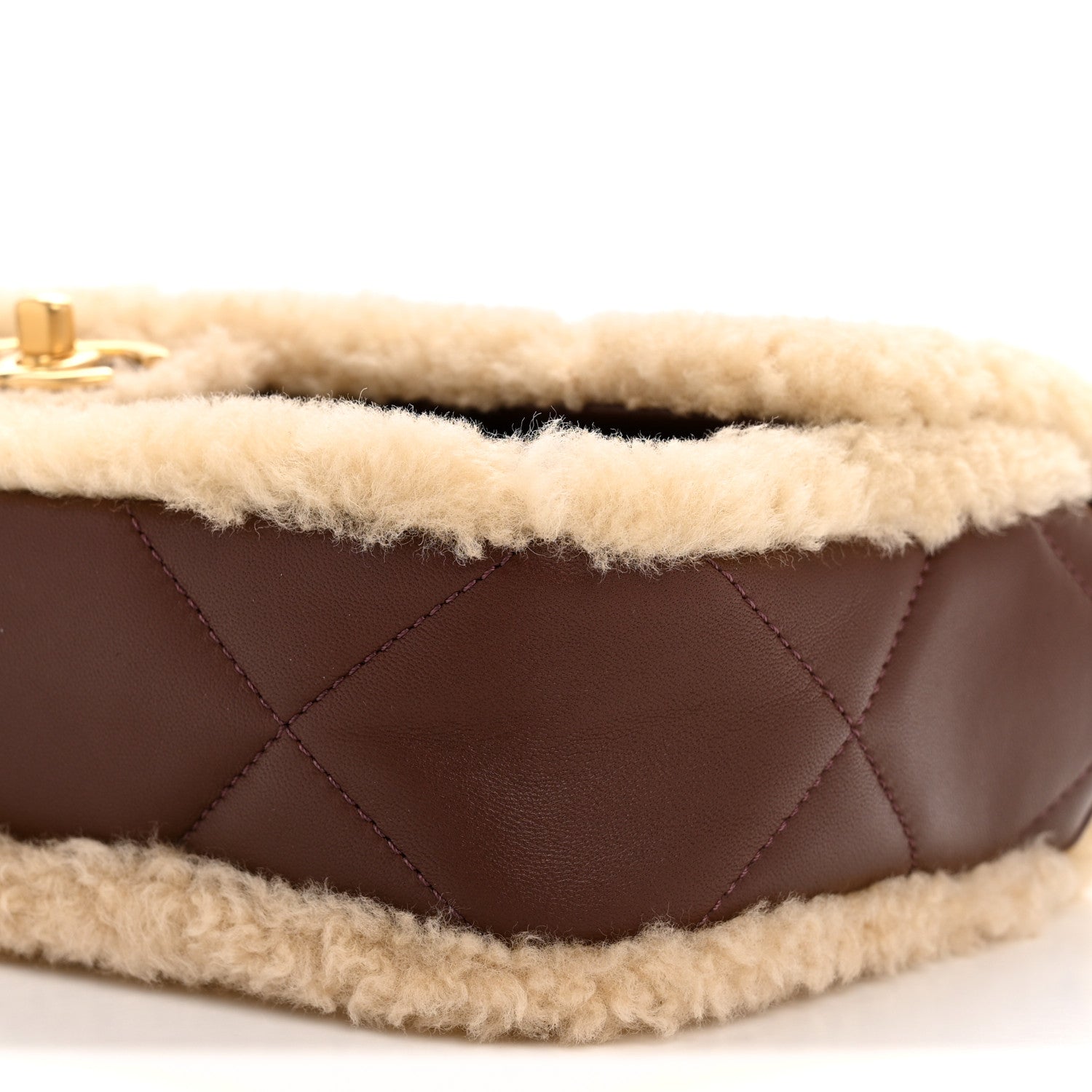 Chanel Shearling Lambskin Quilted Furry Coco Flap Beige Dark Brown 10 of 12