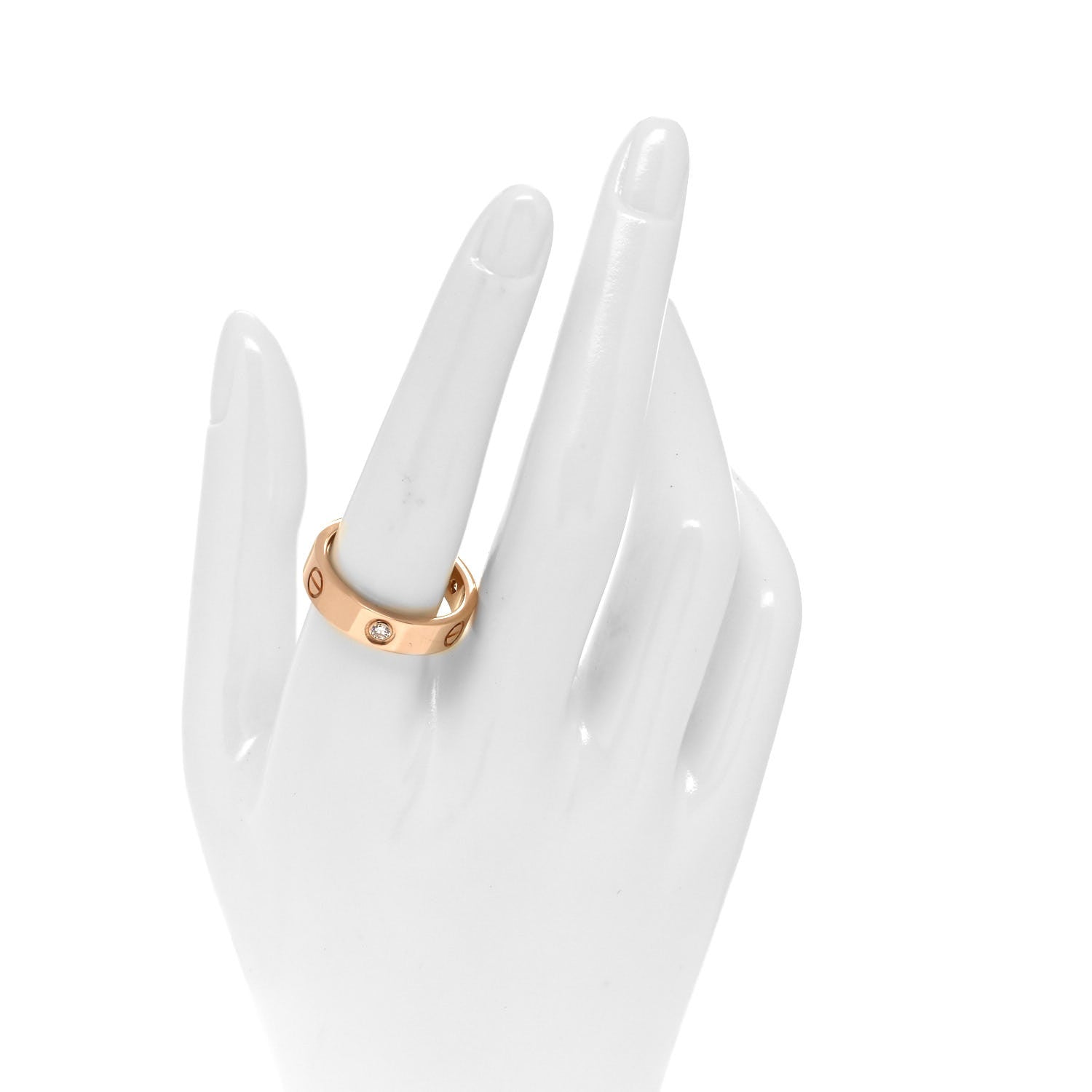 Cartier 18K Pink Gold 3 Diamond 5.5mm LOVE Ring 61 9.5 2 of 5