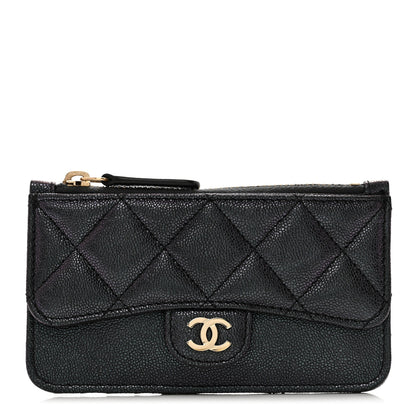 Chanel Iridescent Caviar Quilted Flap Zip Card Holder Black 1 of 8