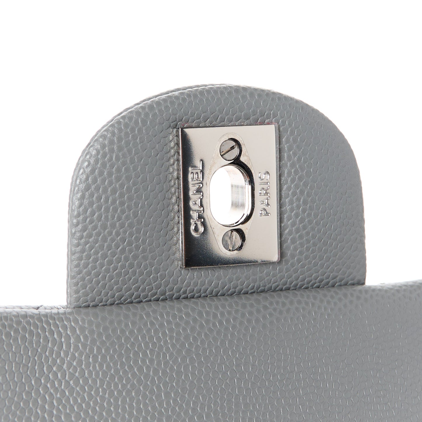 Caviar Quilted Mini Rectangular Flap Grey