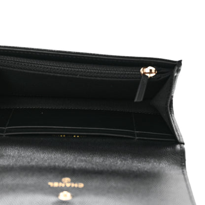 Chanel Caviar Quilted Crystal CC Large Gusset Flap Wallet Black 5 of 9