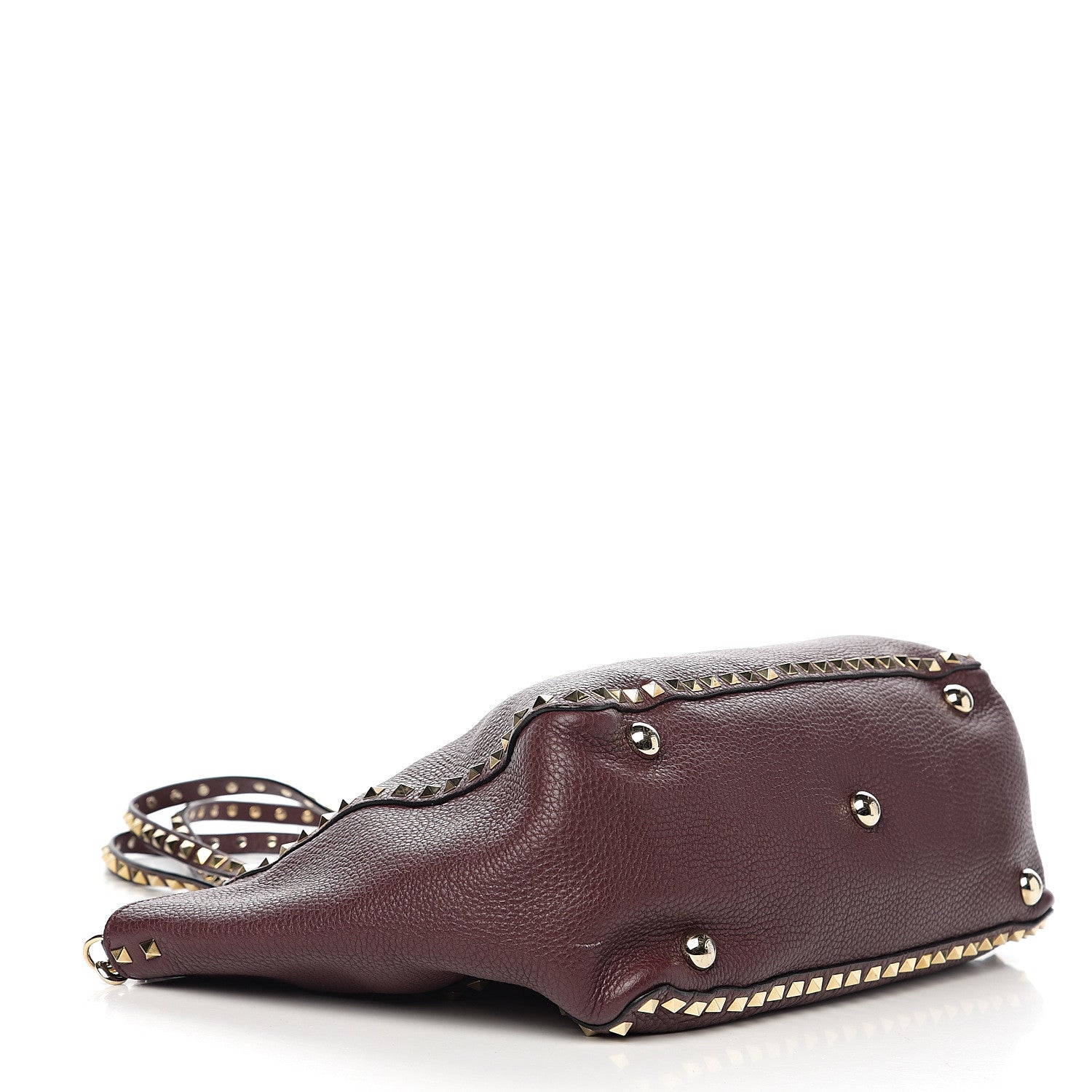 Valentino Garavani Pebbled Calfskin Medium Rockstud Tote Rubin 3 of 9