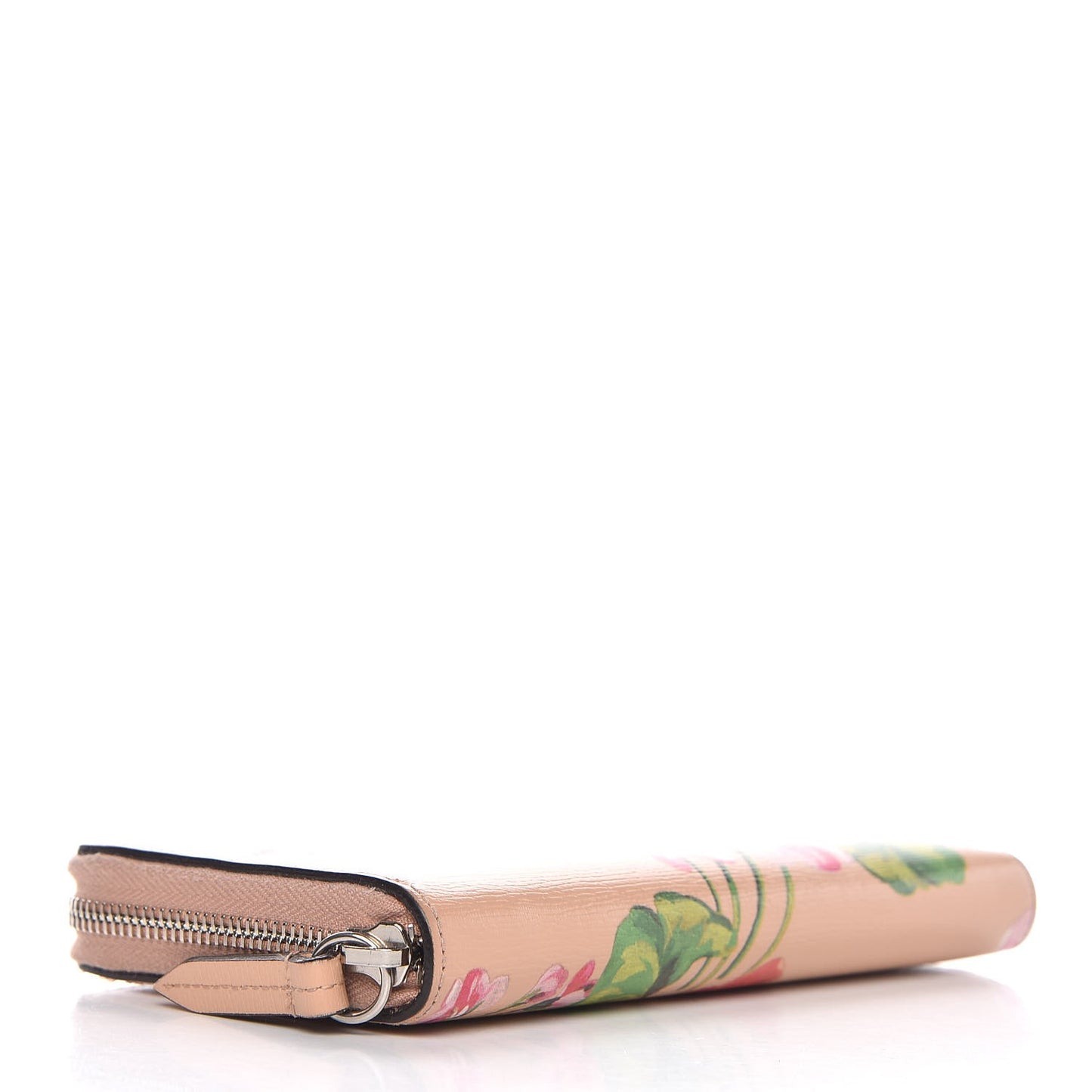 Shangai Calfskin Blooms Print Zip Around Wallet Pink Apricot Multicolor