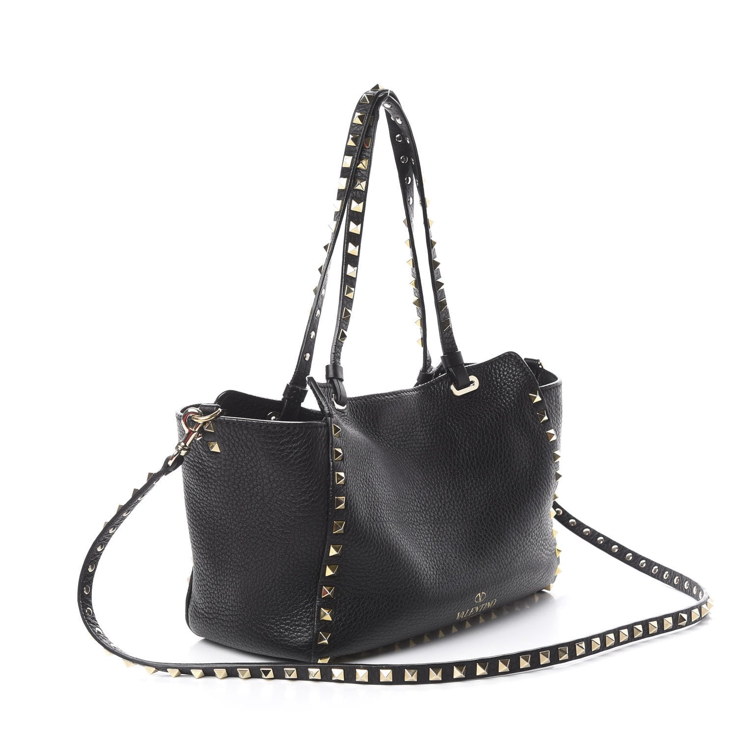Valentino Garavani Grained Calfskin Small Rockstud Tote Black 2 of 13