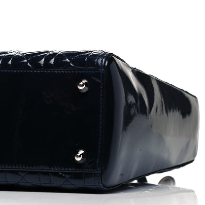 Christian Dior Patent Cannage Large Lady Dior Navy Blue 6 of 9