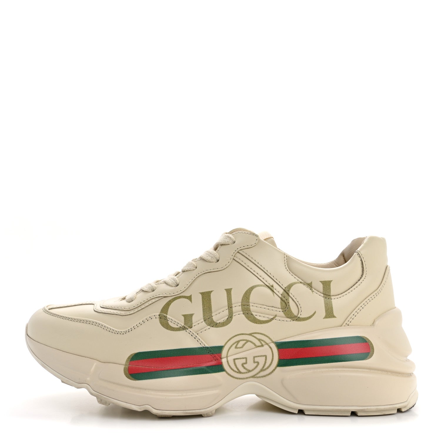 Gucci Calfskin Logo Womens Rhyton Sneakers 37 Ivory 1 of 10