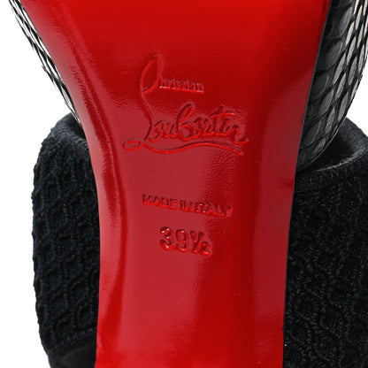 Christian Louboutin Calfskin Mesh Snakeskin Embossed Georgette 85 Sandals 39.5 Black 6 of 8