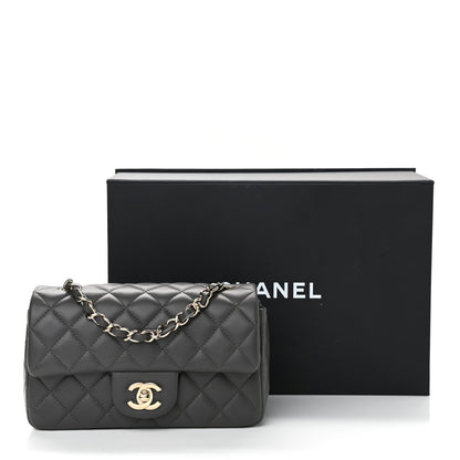 Chanel Lambskin Quilted Mini Rectangular Flap Dark Grey 11 of 11
