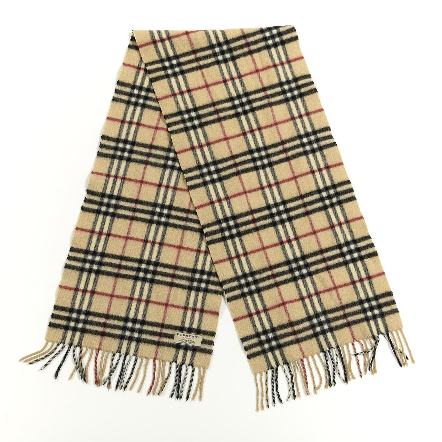 Burberry Cashmere House Check Fringe Scarf Camel 2 of 3