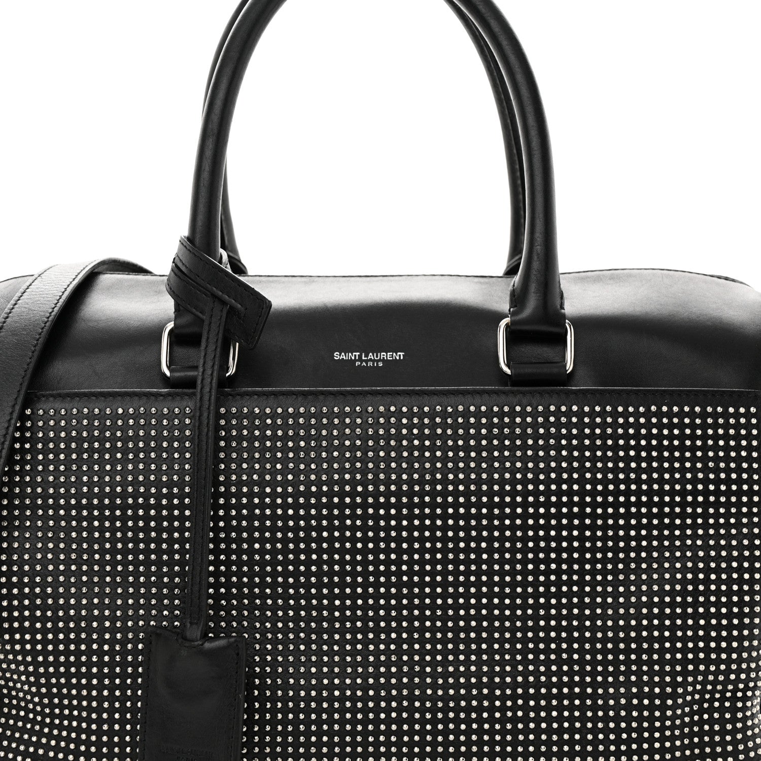 Saint Laurent Calfskin Studded Classic Duffle 6 Black 9 of 12