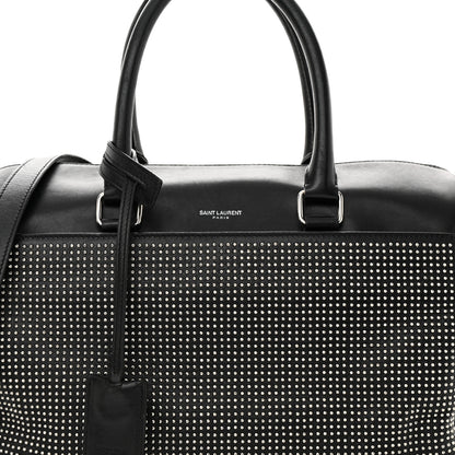 Saint Laurent Calfskin Studded Classic Duffle 6 Black 9 of 12