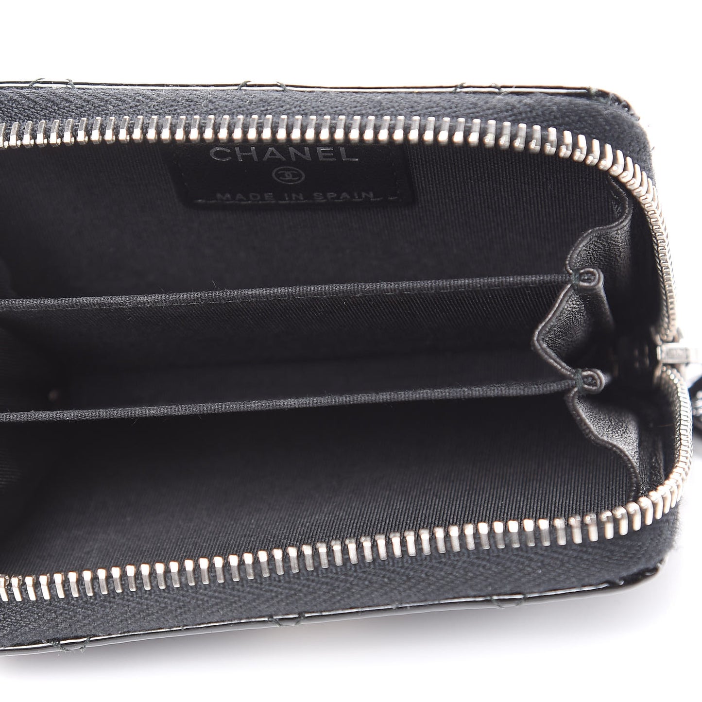 Patent Quilted Coco Boy Zip Coin Purse Black