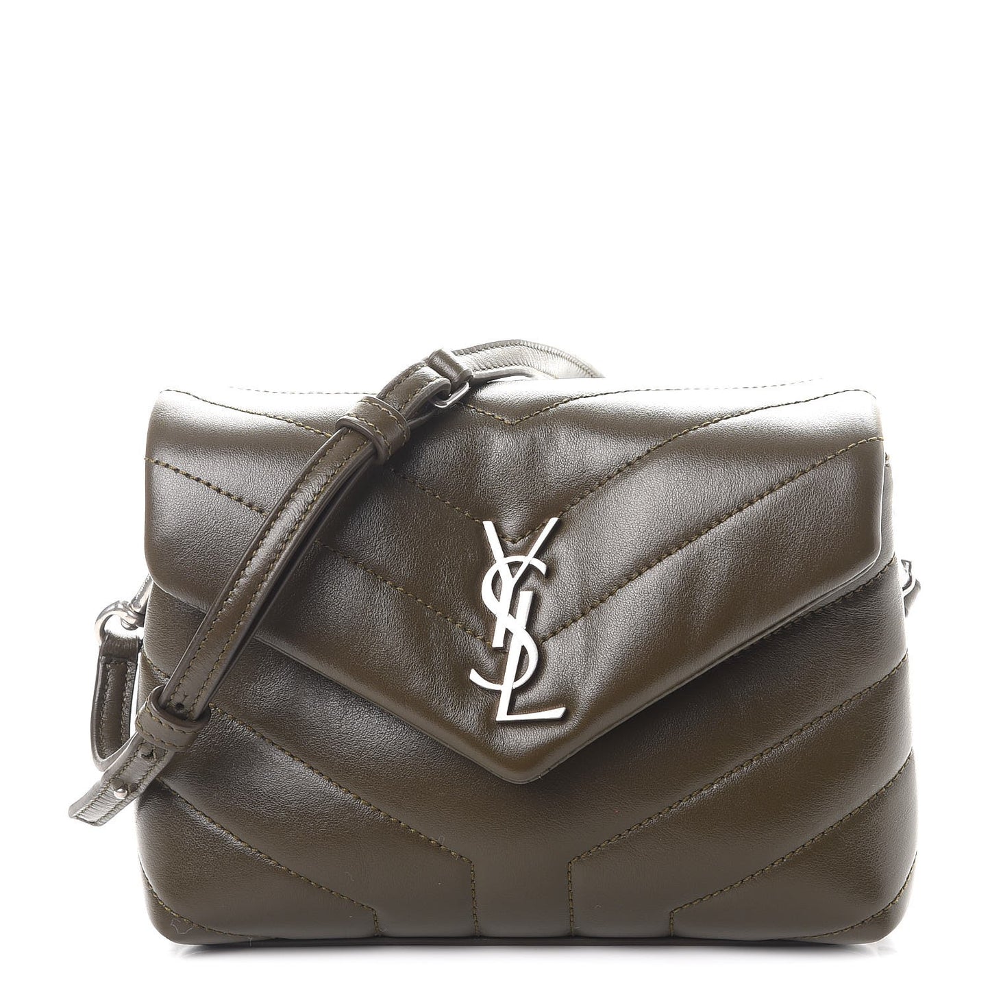 Calfskin Y Quilted Monogram Toy Loulou Chain Satchel Dark Khaki