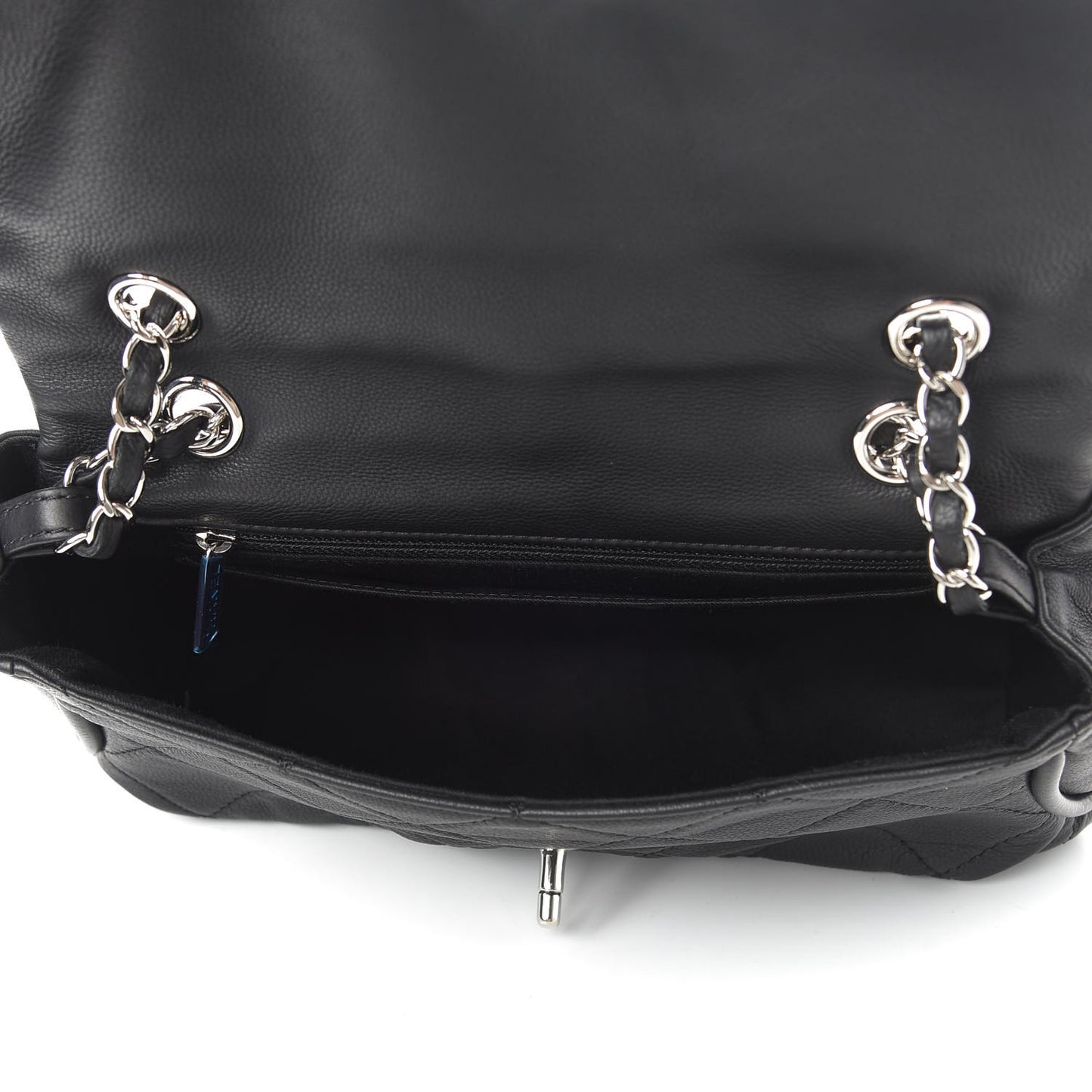 Grained Calfskin Single Flap Black