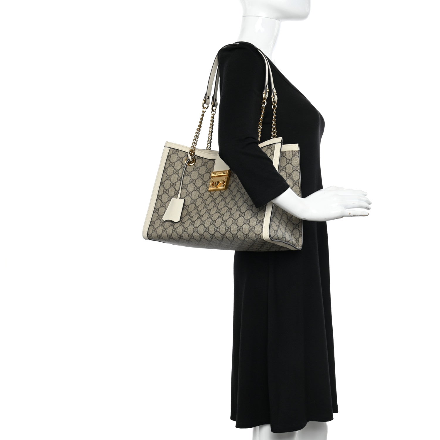 Gucci GG Supreme Monogram Medium Padlock Tote White 2 of 16