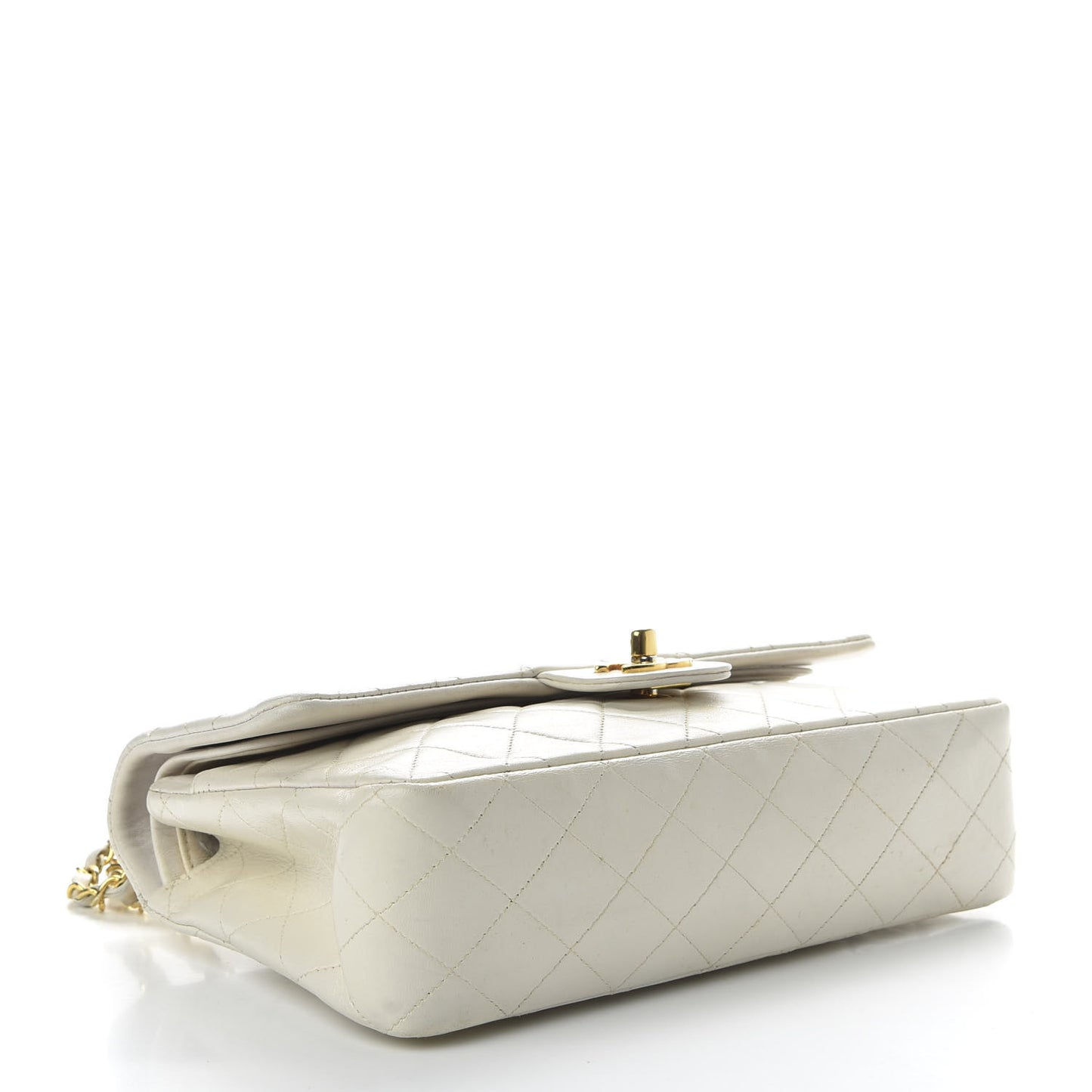 Lambskin Quilted Medium Double Flap White