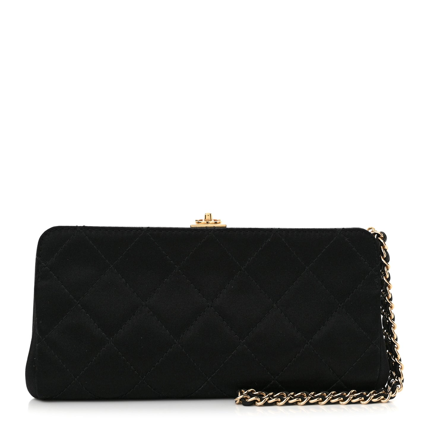 Satin Quilted Wristlet Clutch Black