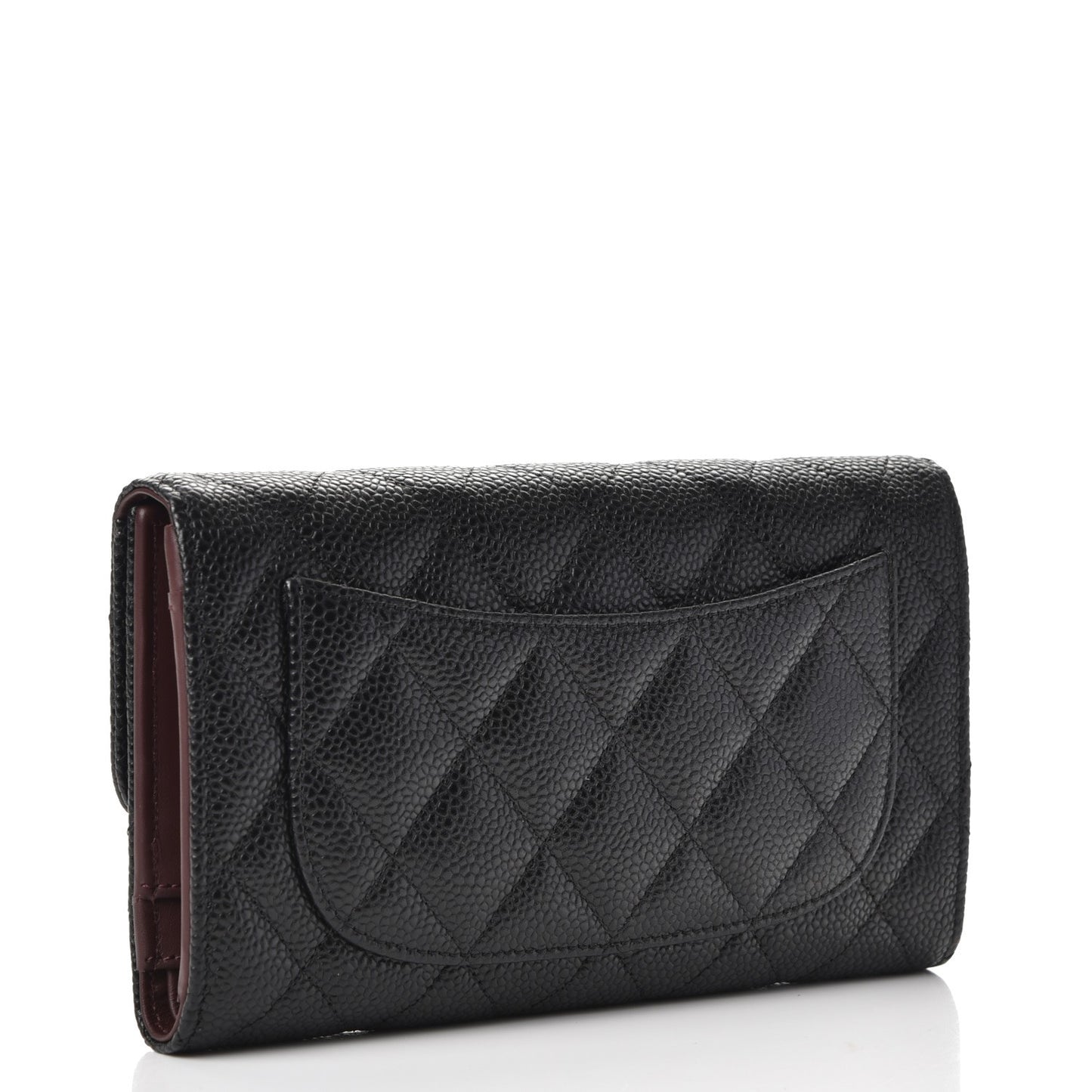 Caviar Quilted Large Flap Wallet Black