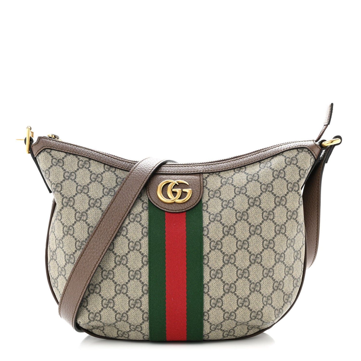 Gucci GG Supreme Monogram Web Small Ophidia Half Moon Hobo Brown 1 of 10